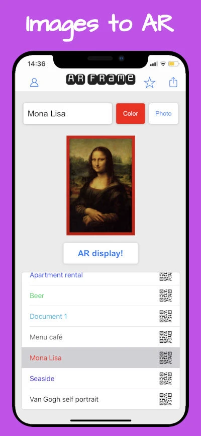 AR Images and Photos iOS mobile app